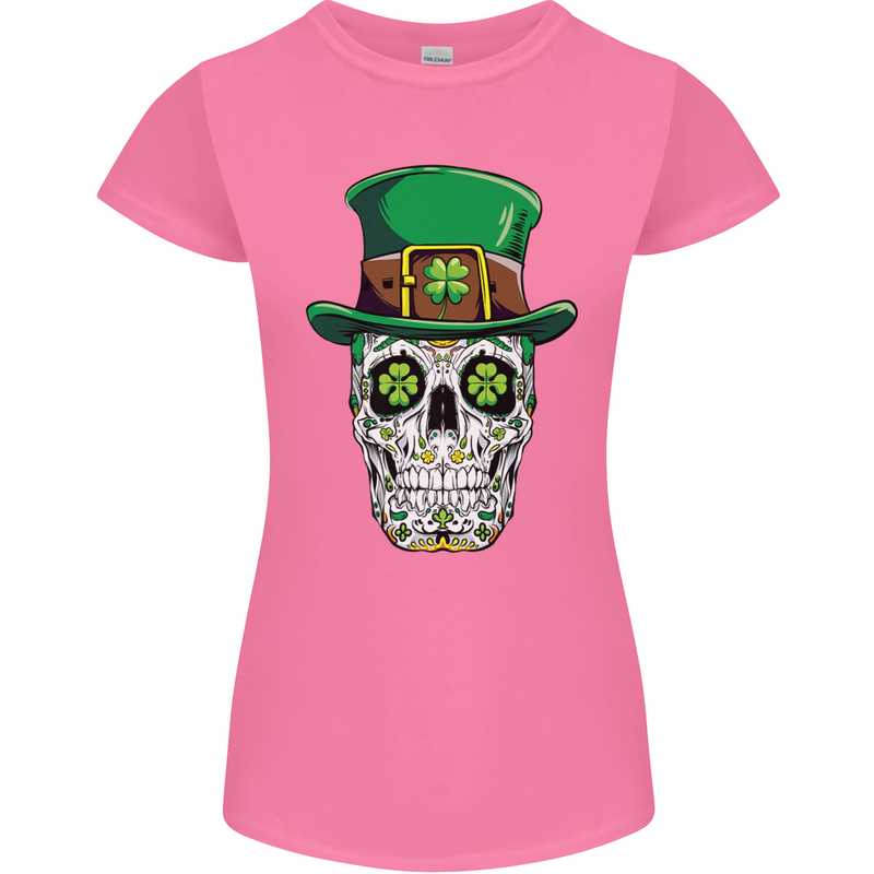 St Patricks Day of the Dead Sugar Skull Womens Petite Cut T-Shirt Azalea