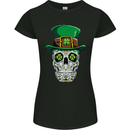 St Patricks Day of the Dead Sugar Skull Womens Petite Cut T-Shirt Black