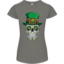 St Patricks Day of the Dead Sugar Skull Womens Petite Cut T-Shirt Charcoal