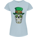 St Patricks Day of the Dead Sugar Skull Womens Petite Cut T-Shirt Light Blue