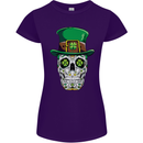 St Patricks Day of the Dead Sugar Skull Womens Petite Cut T-Shirt Purple