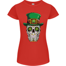St Patricks Day of the Dead Sugar Skull Womens Petite Cut T-Shirt Red
