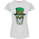 St Patricks Day of the Dead Sugar Skull Womens Petite Cut T-Shirt White