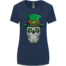 St Patricks Day of the Dead Sugar Skull Womens Wider Cut T-Shirt Navy Blue