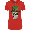 St Patricks Day of the Dead Sugar Skull Womens Wider Cut T-Shirt Red