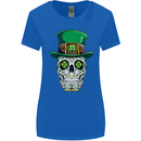 St Patricks Day of the Dead Sugar Skull Womens Wider Cut T-Shirt Royal Blue