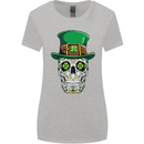 St Patricks Day of the Dead Sugar Skull Womens Wider Cut T-Shirt Sports Grey