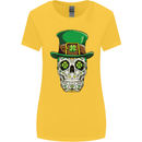 St Patricks Day of the Dead Sugar Skull Womens Wider Cut T-Shirt Yellow