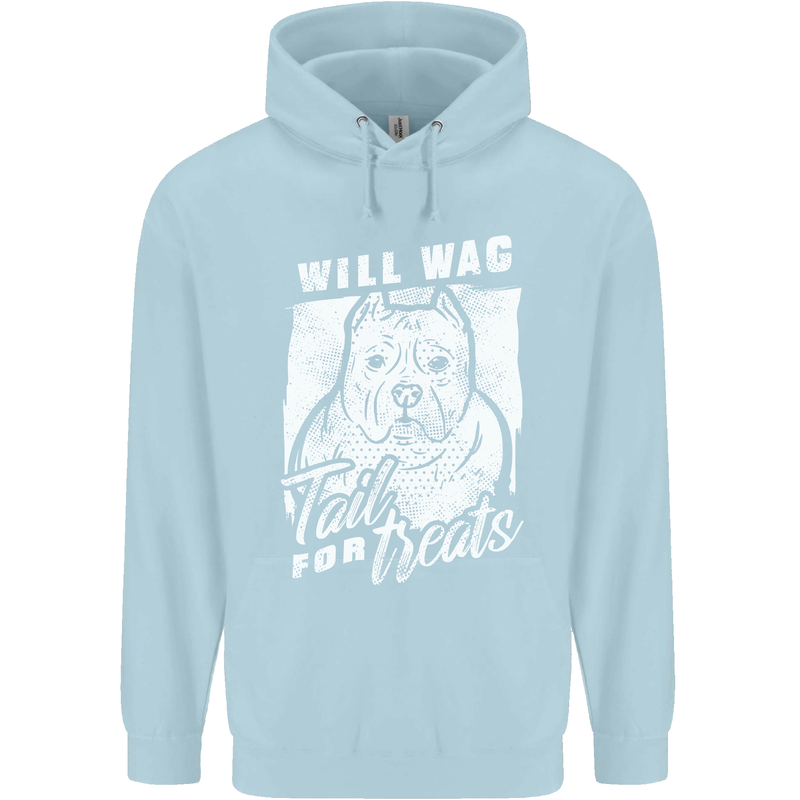 Staffordshire Terrier Wag For Treats Funny Childrens Kids Hoodie Light Blue