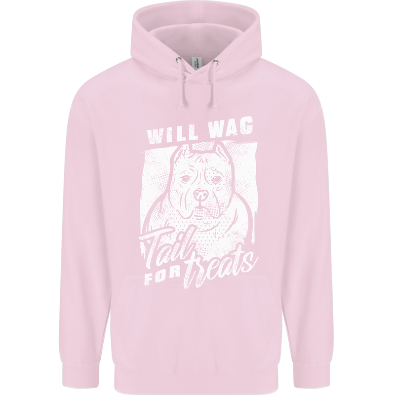 Staffordshire Terrier Wag For Treats Funny Childrens Kids Hoodie Light Pink