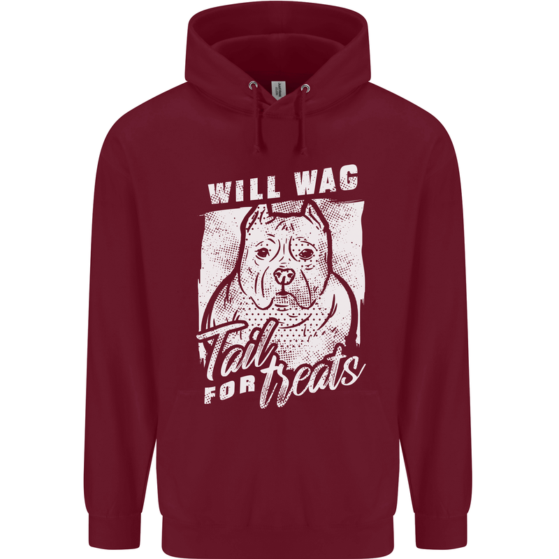 Staffordshire Terrier Wag For Treats Funny Childrens Kids Hoodie Maroon