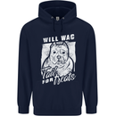Staffordshire Terrier Wag For Treats Funny Childrens Kids Hoodie Navy Blue