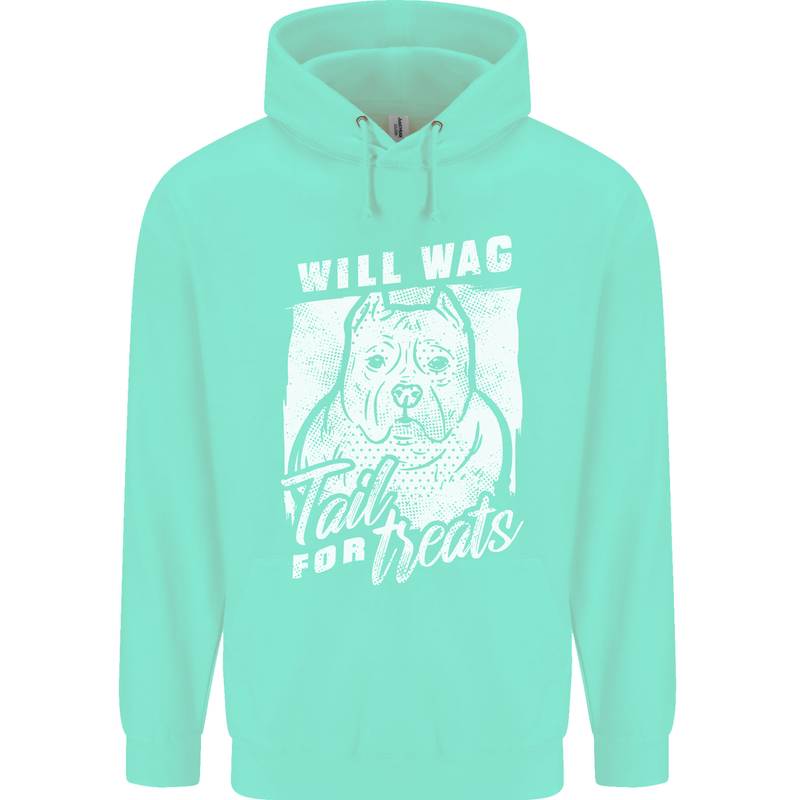 Staffordshire Terrier Wag For Treats Funny Childrens Kids Hoodie Peppermint