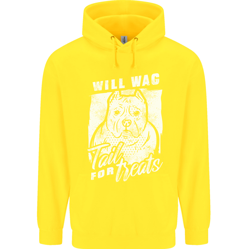 Staffordshire Terrier Wag For Treats Funny Childrens Kids Hoodie Yellow