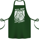 Staffordshire Terrier Wag For Treats Funny Cotton Apron 100% Organic Forest Green