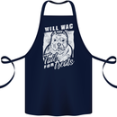 Staffordshire Terrier Wag For Treats Funny Cotton Apron 100% Organic Navy Blue