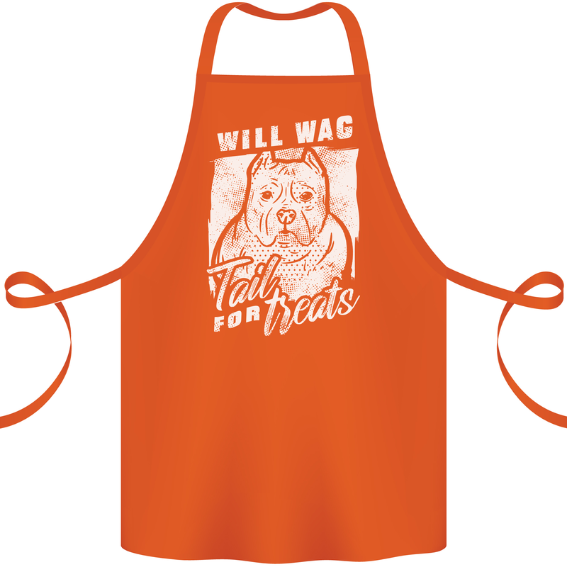 Staffordshire Terrier Wag For Treats Funny Cotton Apron 100% Organic Orange