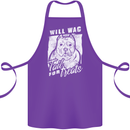 Staffordshire Terrier Wag For Treats Funny Cotton Apron 100% Organic Purple
