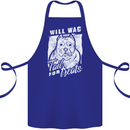 Staffordshire Terrier Wag For Treats Funny Cotton Apron 100% Organic Royal Blue