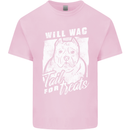 Staffordshire Terrier Wag For Treats Funny Kids T-Shirt Childrens Light Pink
