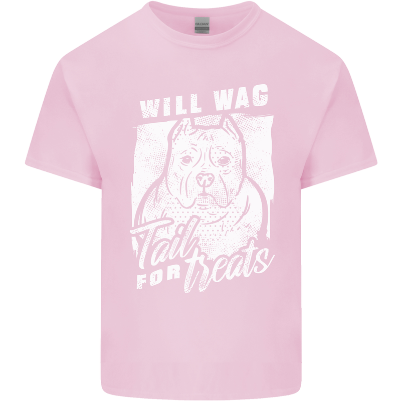 Staffordshire Terrier Wag For Treats Funny Kids T-Shirt Childrens Light Pink