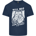 Staffordshire Terrier Wag For Treats Funny Kids T-Shirt Childrens Navy Blue