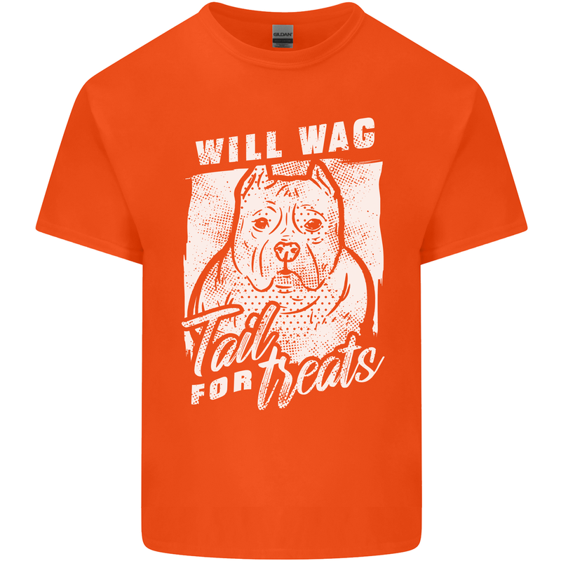 Staffordshire Terrier Wag For Treats Funny Kids T-Shirt Childrens Orange
