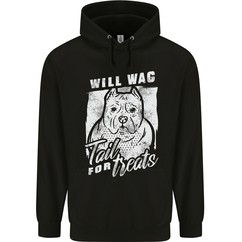 Staffordshire Terrier Wag For Treats Funny Mens 80% Cotton Hoodie Black