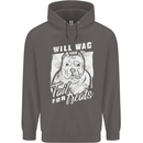 Staffordshire Terrier Wag For Treats Funny Mens 80% Cotton Hoodie Charcoal