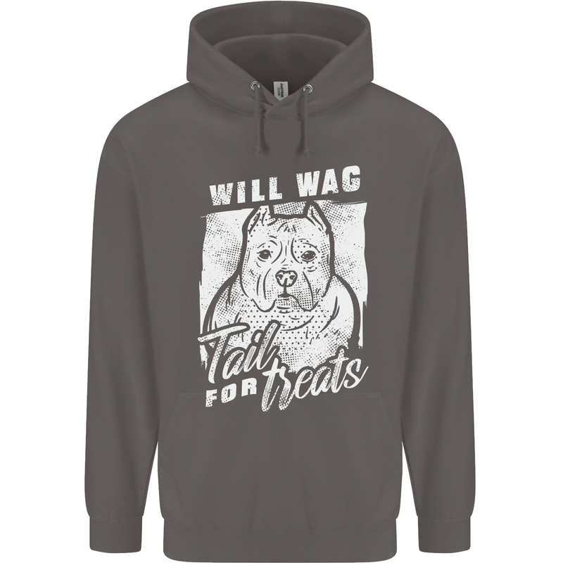 Staffordshire Terrier Wag For Treats Funny Mens 80% Cotton Hoodie Charcoal