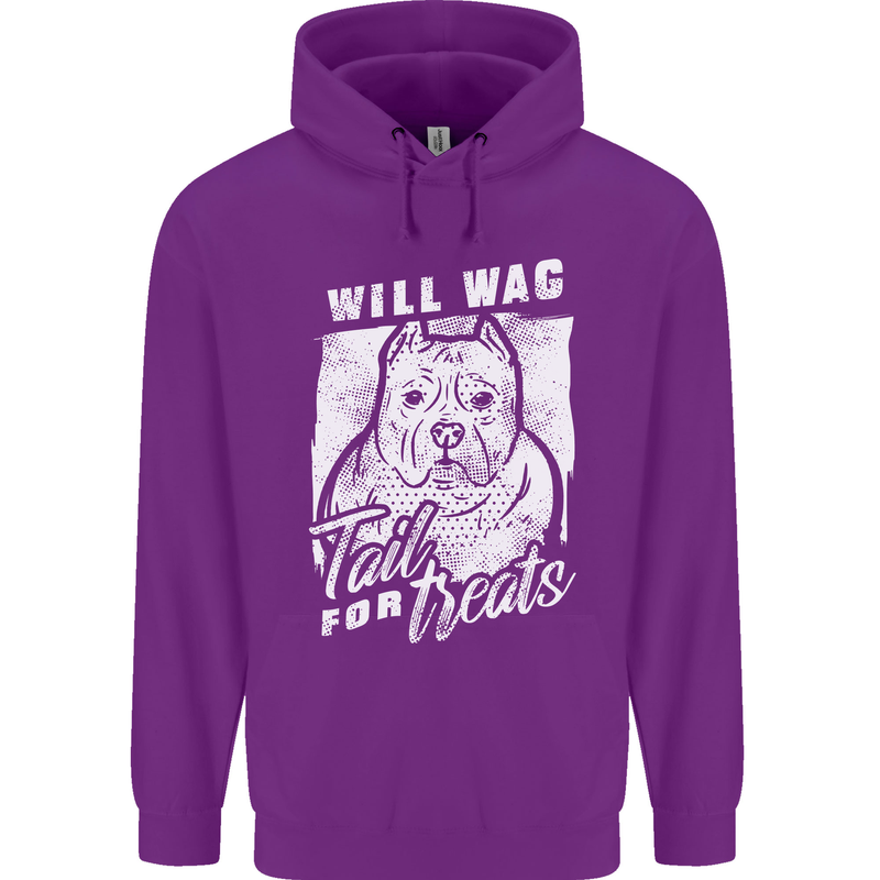 Staffordshire Terrier Wag For Treats Funny Mens 80% Cotton Hoodie Purple