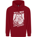Staffordshire Terrier Wag For Treats Funny Mens 80% Cotton Hoodie Red