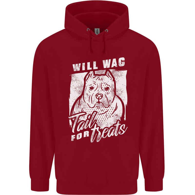 Staffordshire Terrier Wag For Treats Funny Mens 80% Cotton Hoodie Red