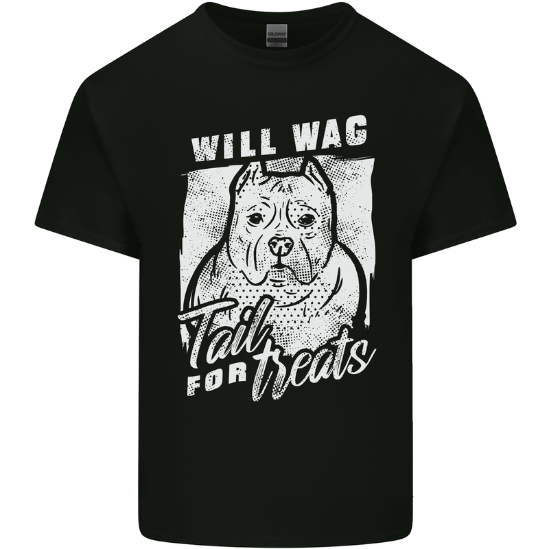 Staffordshire Terrier Wag For Treats Funny Mens Cotton T-Shirt Tee Top Black