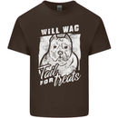 Staffordshire Terrier Wag For Treats Funny Mens Cotton T-Shirt Tee Top Dark Chocolate