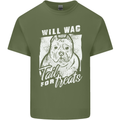 Staffordshire Terrier Wag For Treats Funny Mens Cotton T-Shirt Tee Top Military Green