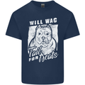Staffordshire Terrier Wag For Treats Funny Mens Cotton T-Shirt Tee Top Navy Blue