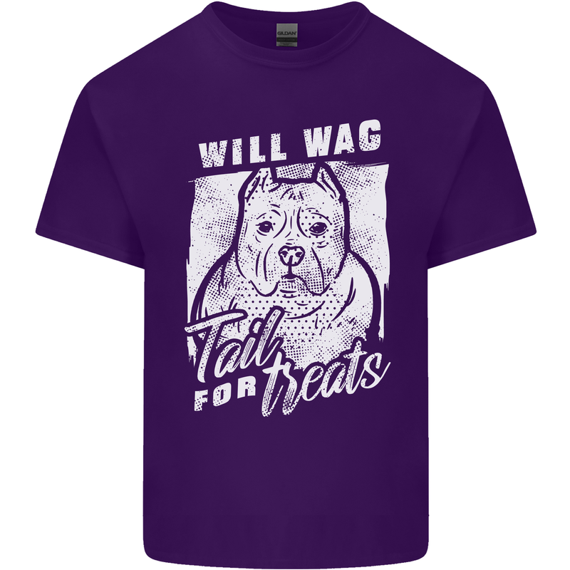 Staffordshire Terrier Wag For Treats Funny Mens Cotton T-Shirt Tee Top Purple