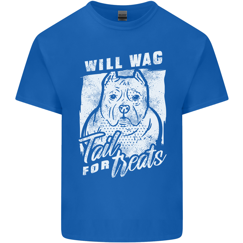 Staffordshire Terrier Wag For Treats Funny Mens Cotton T-Shirt Tee Top Royal Blue