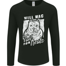 Staffordshire Terrier Wag For Treats Funny Mens Long Sleeve T-Shirt Black