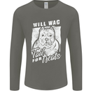 Staffordshire Terrier Wag For Treats Funny Mens Long Sleeve T-Shirt Charcoal