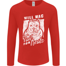 Staffordshire Terrier Wag For Treats Funny Mens Long Sleeve T-Shirt Red