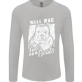Staffordshire Terrier Wag For Treats Funny Mens Long Sleeve T-Shirt Sports Grey