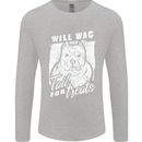 Staffordshire Terrier Wag For Treats Funny Mens Long Sleeve T-Shirt Sports Grey