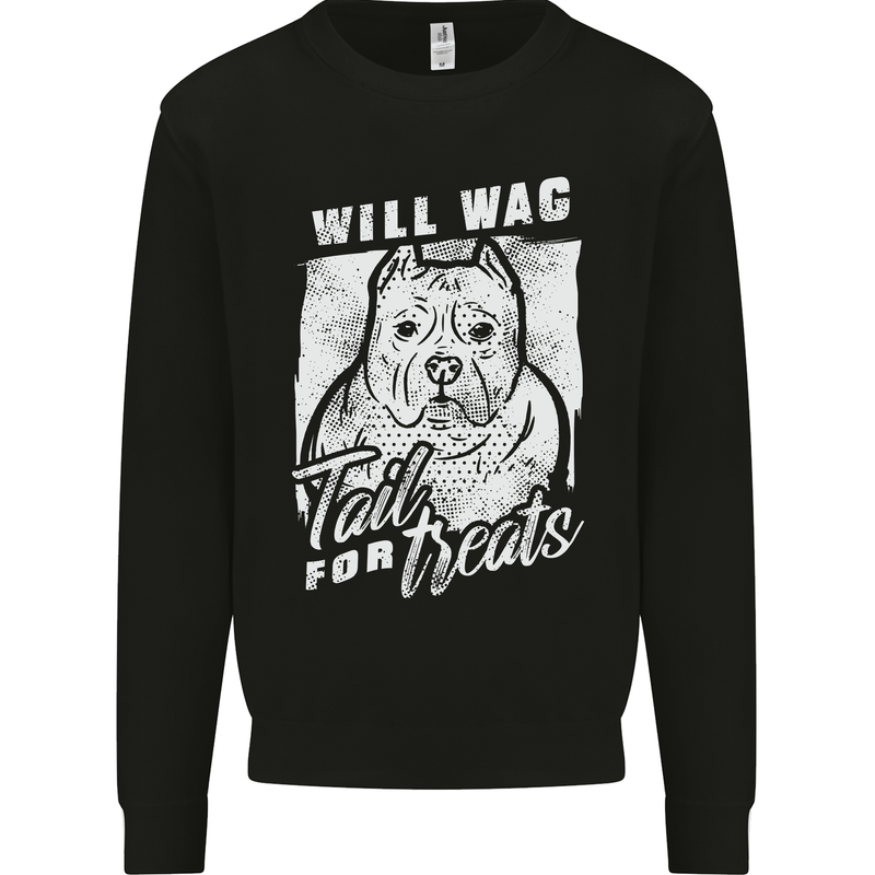 Staffordshire Terrier Wag For Treats Funny Mens Sweatshirt Jumper Black