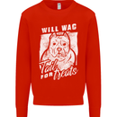 Staffordshire Terrier Wag For Treats Funny Mens Sweatshirt Jumper Bright Red