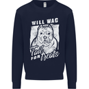 Staffordshire Terrier Wag For Treats Funny Mens Sweatshirt Jumper Navy Blue