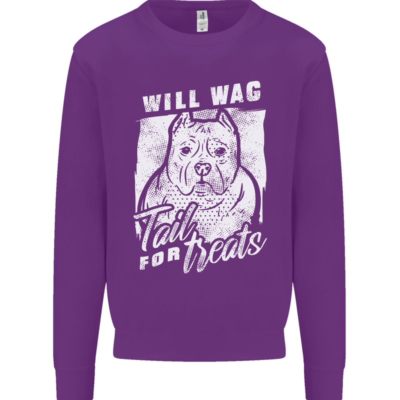 Staffordshire Terrier Wag For Treats Funny Mens Sweatshirt Jumper Purple