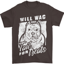 Staffordshire Terrier Wag For Treats Funny Mens T-Shirt Cotton Gildan Dark Chocolate