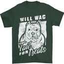 Staffordshire Terrier Wag For Treats Funny Mens T-Shirt Cotton Gildan Forest Green